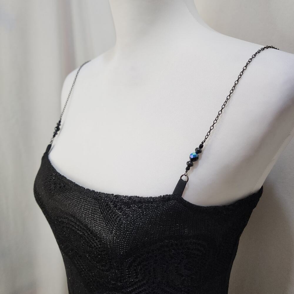 a'gaci Black Midi Fringe Slip Dress - Picture 3 of 10